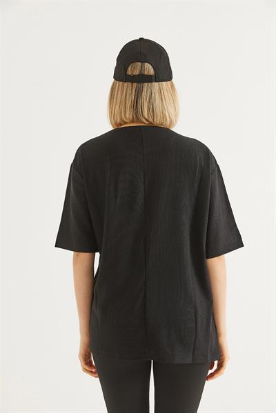 Bisiklet Yaka  Kısa Kol Basic Tshirt Siyah