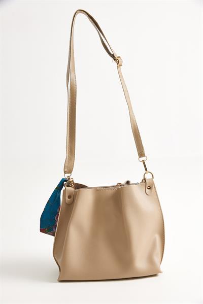 Şallı Mini El ve Omuz Çantası Vizon