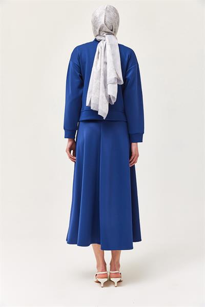 Metal Düğmeli Etekli Scuba İkili Takım Lacivert