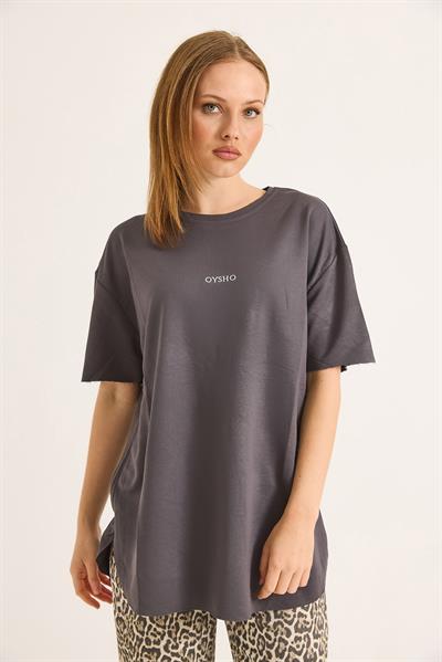 Bisiklet Yaka  Oysho Basic Tshirt Füme