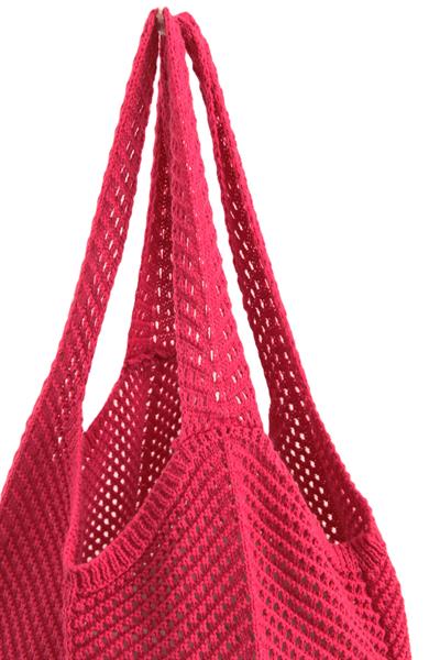 Omuz Askılı Triko Çanta Fuşya