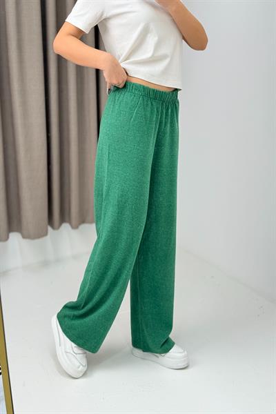 Kadın Triko Yeşil Salaş Pantolon  