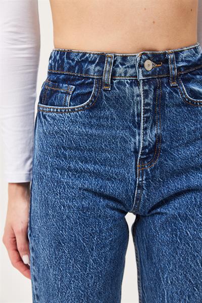 Yüksek Bel Mavi Esnek Kot Pantolon Lacivert