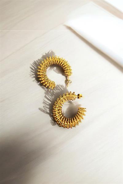 Çelik Altın Kaplama Tel Halka Küpe Gold