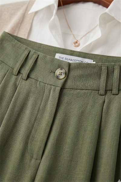 Kadın Yüksek Bel Dökümlü Pantolon Yeşil