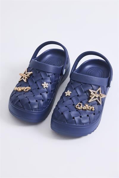 Masaj Tabanlı  Aksesuarlı Crocs Terlik Lacivert