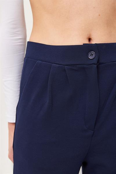 Yüksek Bel Cepli Palazzo Pantolon Lacivert