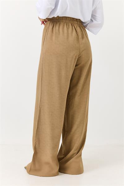 Kadın Rahat Kesim Yüksek Bel Pantolon Sütlü Kahve