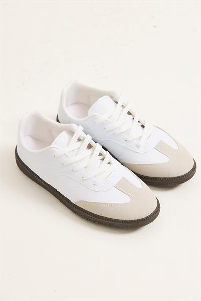 Çift Bant Samba Model Ayakkabı Beyaz