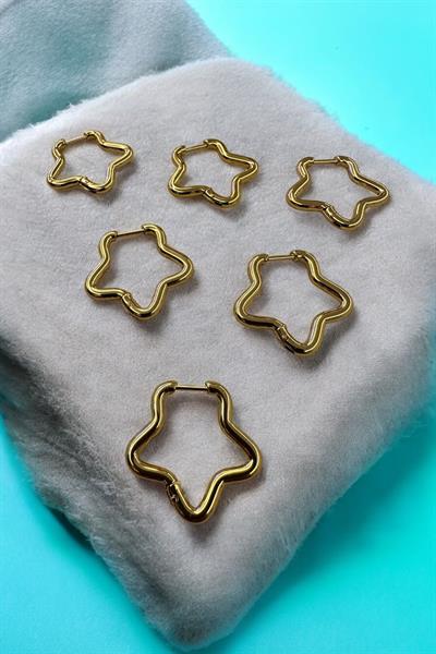 6 lı  Çelik Yıldız Gold Küpe