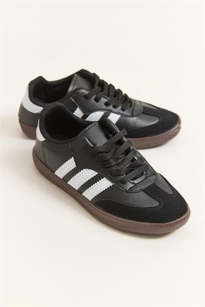 Üç Bant Samba Model Ayakkabı Siyah Beyaz