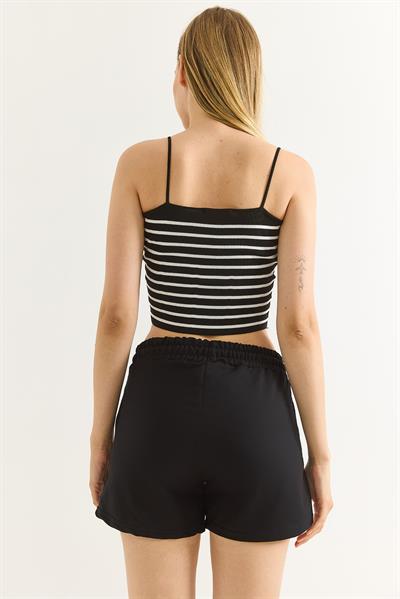 Beli Lastikli Fit Kadın Şort Siyah