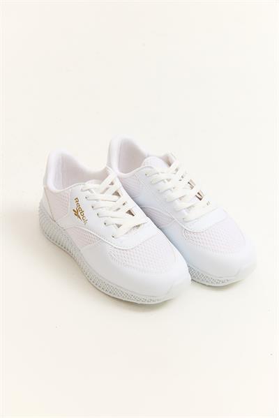 Bağcıklı Model  Yüksek Taban Kadın Ayakkabı Beyaz