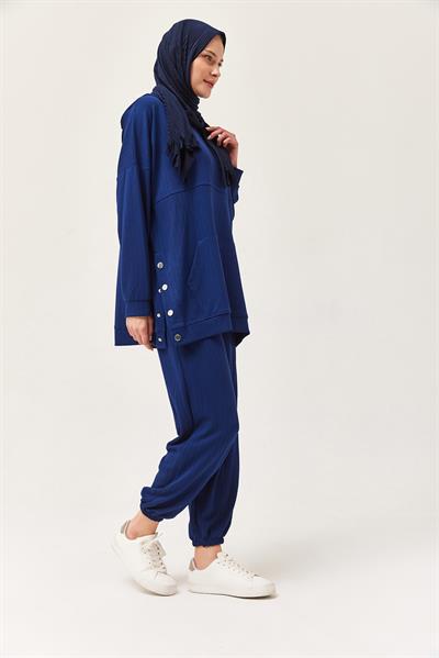 Çıtçıt Detay Kapüşonlu İkili Takım Lacivert