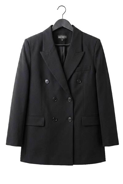 Kadın Oversize Düğmeli Blazer Ceket Siyah