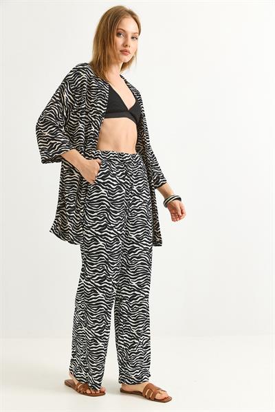 Dokuma Zebra Desen İkili Takım Siyah