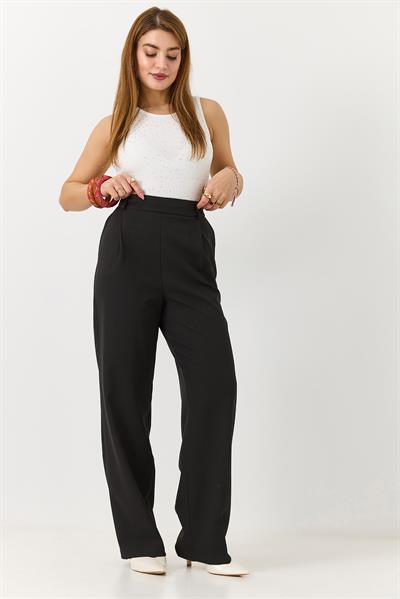 Kadın Rahat Kesim Yüksek Bel Pantolon Siyah