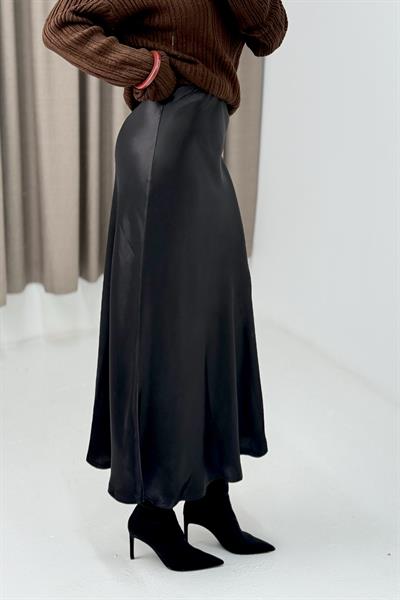 Beli Lastikli  Saten Etek Siyah