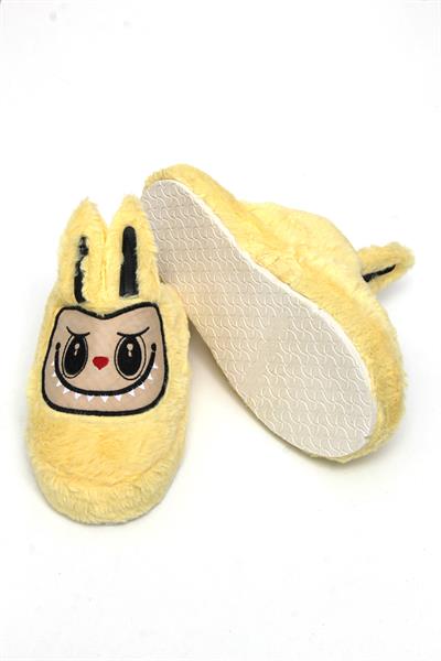 Figürlü Peluş Ev Terliği Sarı