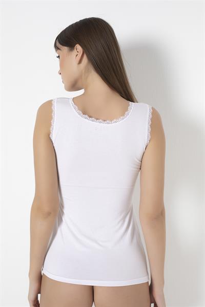 Atlet Geniş Askılı Dantelli Beyaz