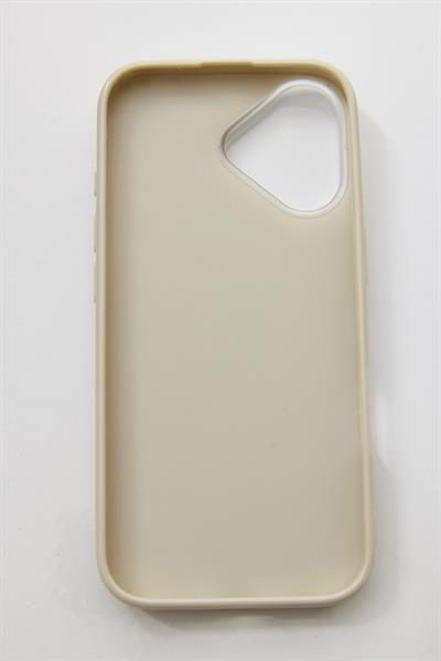 İphone 16 Uyumlu İnci ve Glitter Detaylı Kılıf  Beyaz