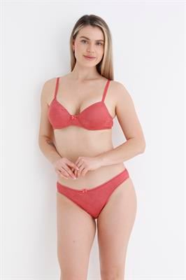 Sütyen Takım Küçük Baklava Desen Dolgulu	Kiremit