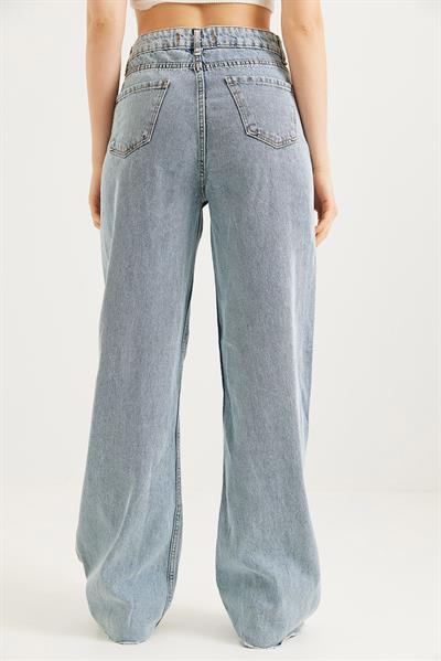Bol Paça Rahat Kesim Kadın Jean Mavi