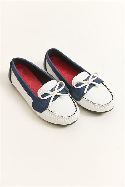 Loafer Model Fiyonk Detaylı Ayakkabı Beyaz