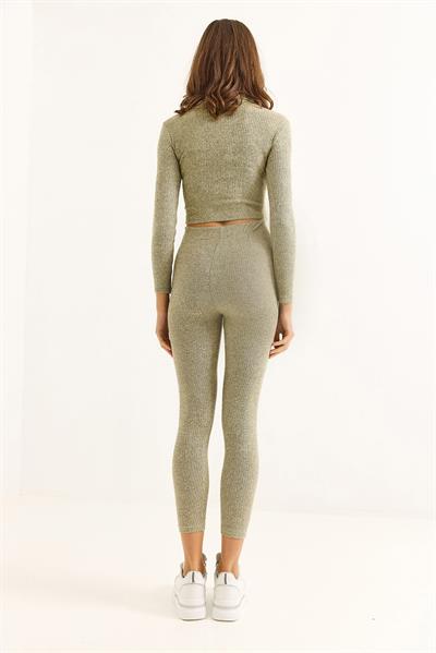 Kadın Polo Yaka İkili Fitilli Takım Açık Yeşil