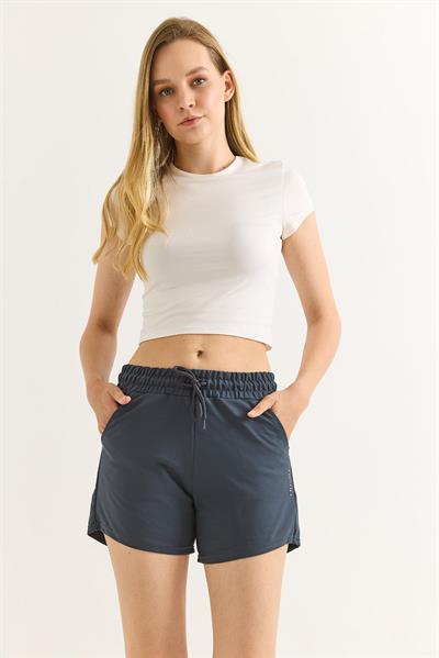 Oysho Baskılı Beli Lastikli Şort Füme