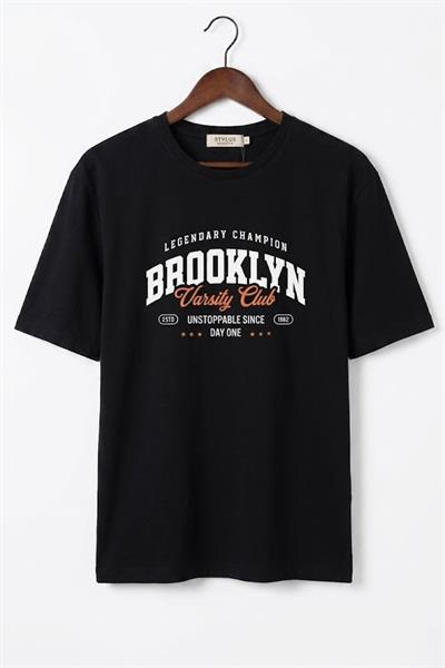Kadın Bisiklet Yaka Kısa Kollu Tshirt Siyah