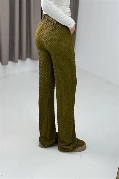 Kadın Bürümcük Salaş Dökümlü Pantalon Yeşil
