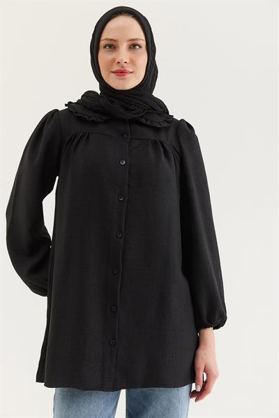 Bebe Yaka Gömlek Tunik Siyah