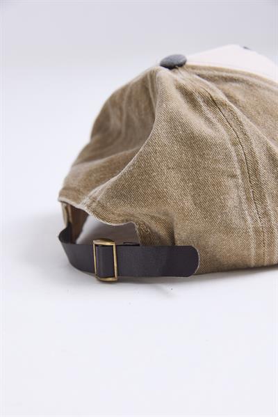 Ayarlanabilir Baskılı Yıkamalı Kot Şapka Siyah