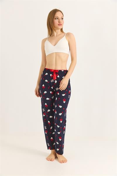 Beli Lastikli Lacivert Pijama Altı