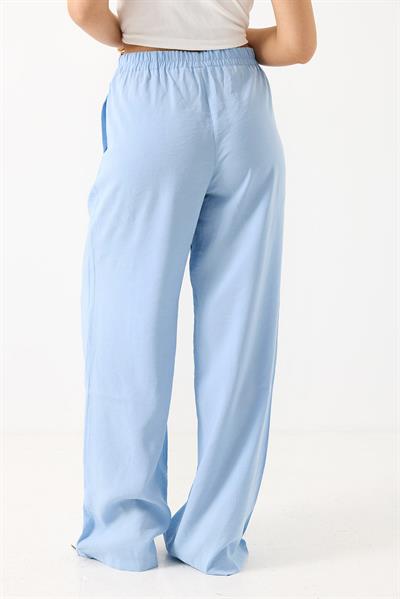 Kadın Bol Kesim Tensel Kumaş Beli Lastikli Açık Mavi