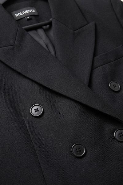 Kadın Oversize Düğmeli Blazer Ceket Siyah