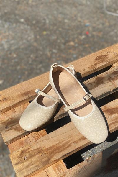 Tek Bant Yılan Desen Babet Bej