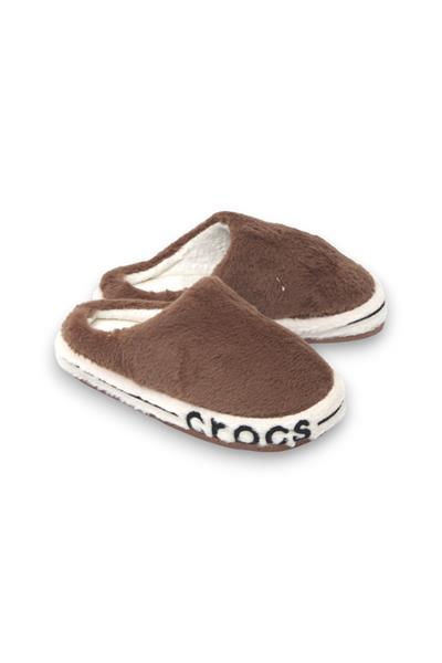 Kadın  İçi Yünlü Önü Kapalı Kahverengi Ev Terliği