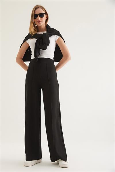 Kaymak Dokulu Modal Palazzo Pantolon Siyah