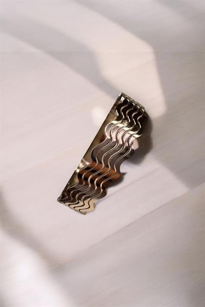 Dalgalı Çelik Kelepçe Bileklik Gümüş