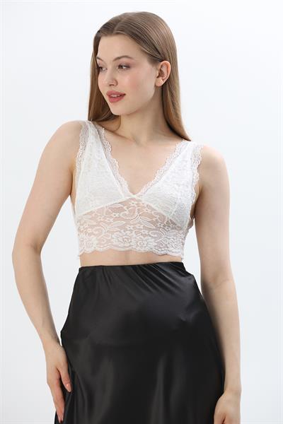 Dantel Bralet Büstiyer Beyaz