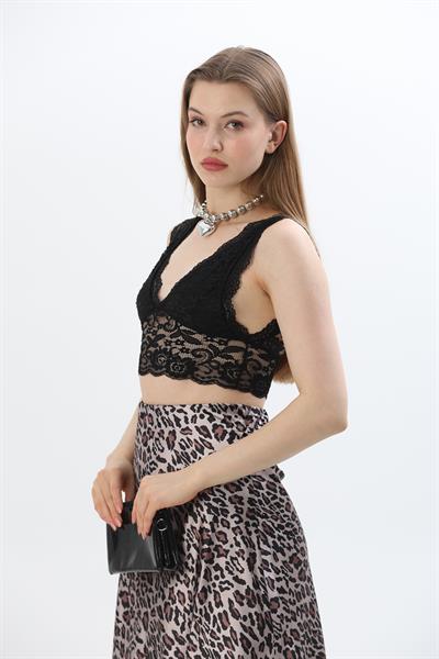 Dantel Bralet Büstiyer Siyah
