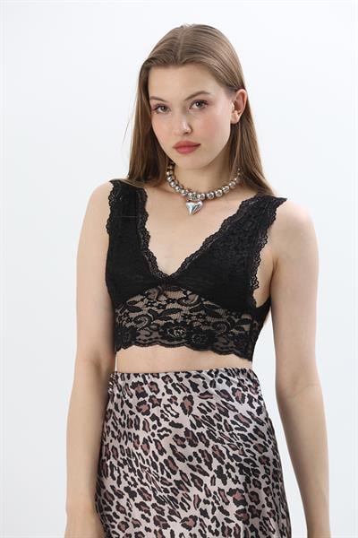 Dantel Bralet Büstiyer Siyah
