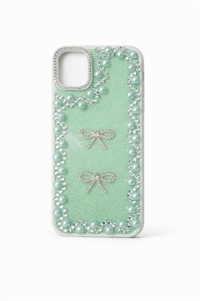 İphone 14 Pro Max Uyumlu Taş Detaylı Telefon Kılıfı Yeşil