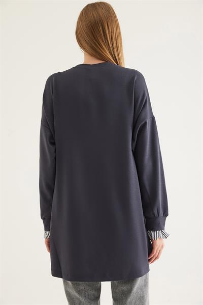 Gömlek Garnili Modal Tunik Füme