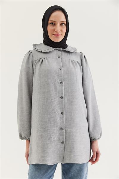 Bebe Yaka Gömlek Tunik Gri