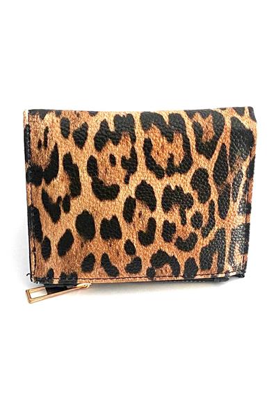 Leopar Desen Fermuarlı Kartlık Cüzdan