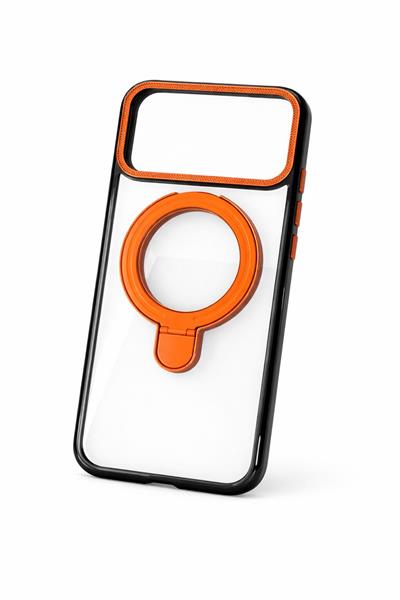 İphone 17 Pro Uyumlu Magsafe Dönebilen Halkalı Kılıf Lens Korumalı Turuncu