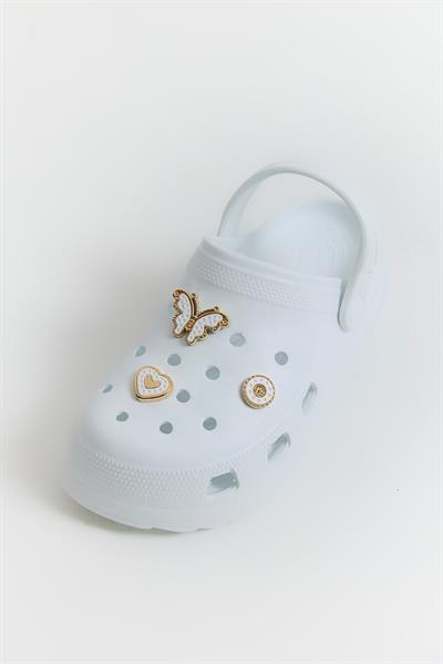 Aksesuarlı Yüksek Taban Kadın Terlik Beyaz